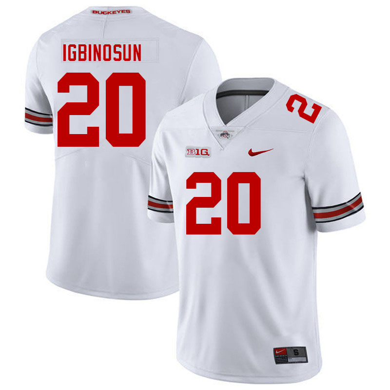 Men #20 Davison Igbinosun Ohio State Buckeyes College Football Jerseys Stitched-White